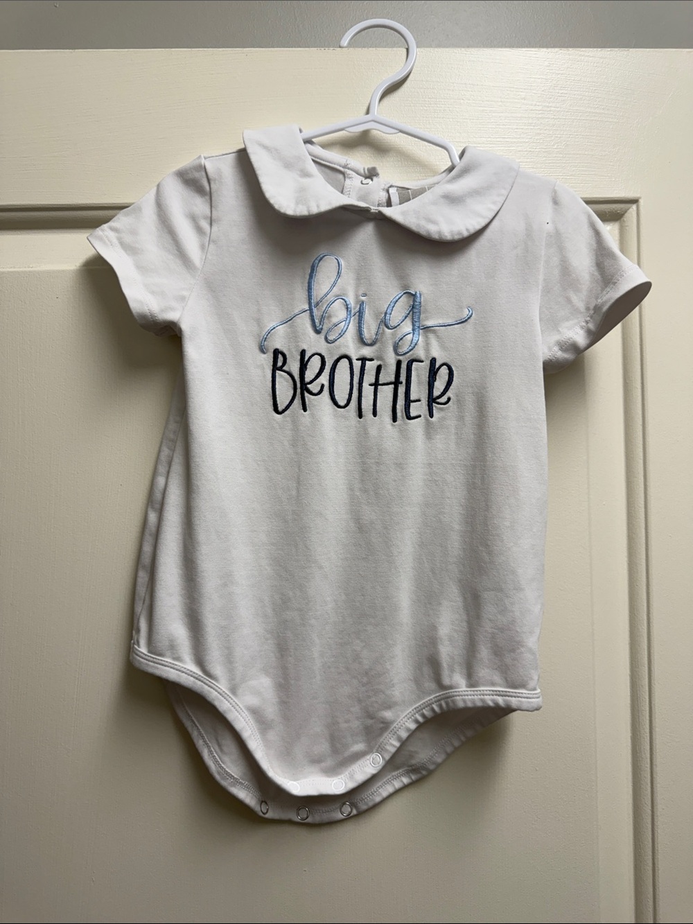 Lil Cactus White Baby Bodysuit with Blue 'Big Brother' Embroidery